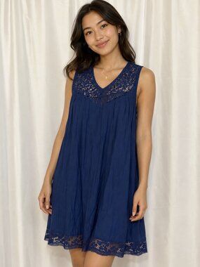 Dark Blue Zac & Rachel Size 2X Zac & Rachel Woman Navy Blue Lace Trim Trapeze Sw